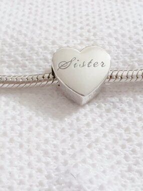 Sister Charm I love You to the Moon Heart Silver Charm For Pandora Bracelet